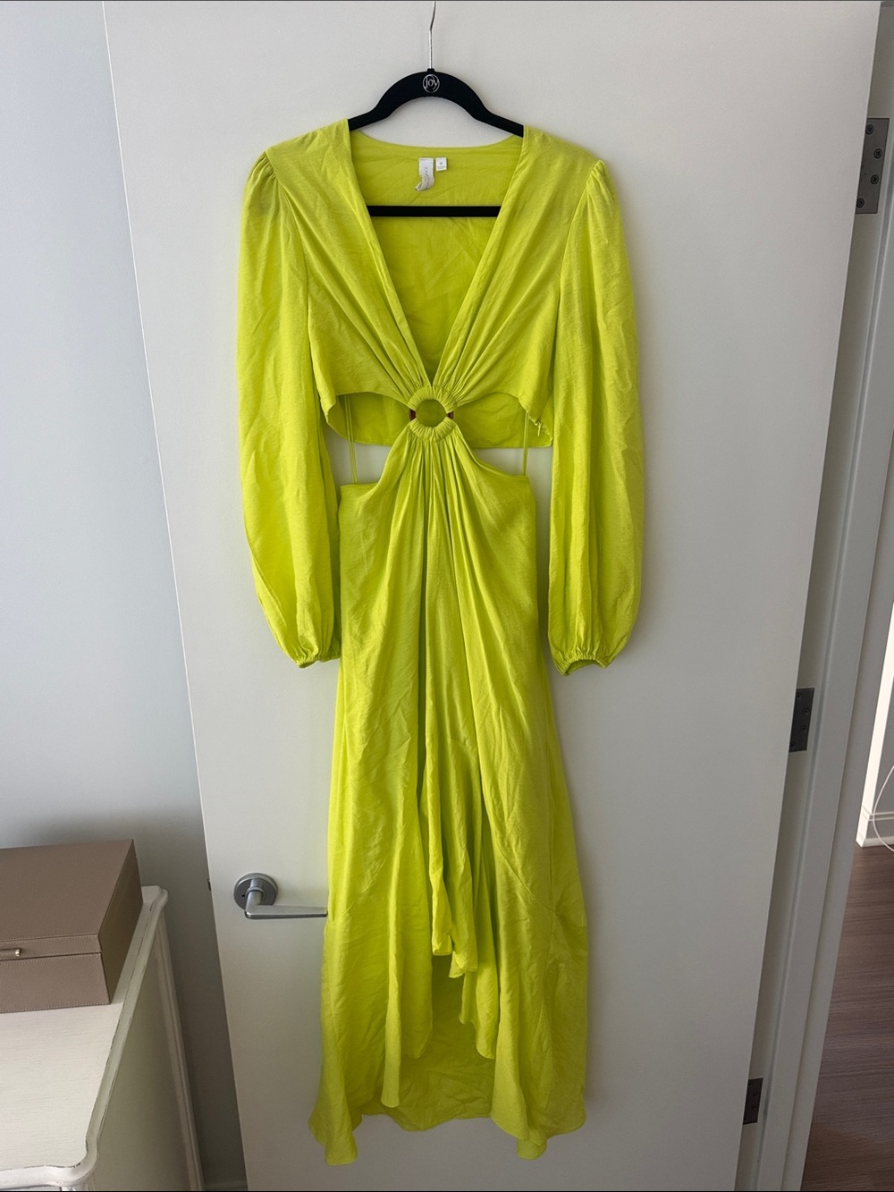 Jonathan Simkhai Neon Lime Cutout Long Sleeve Maxi Dress